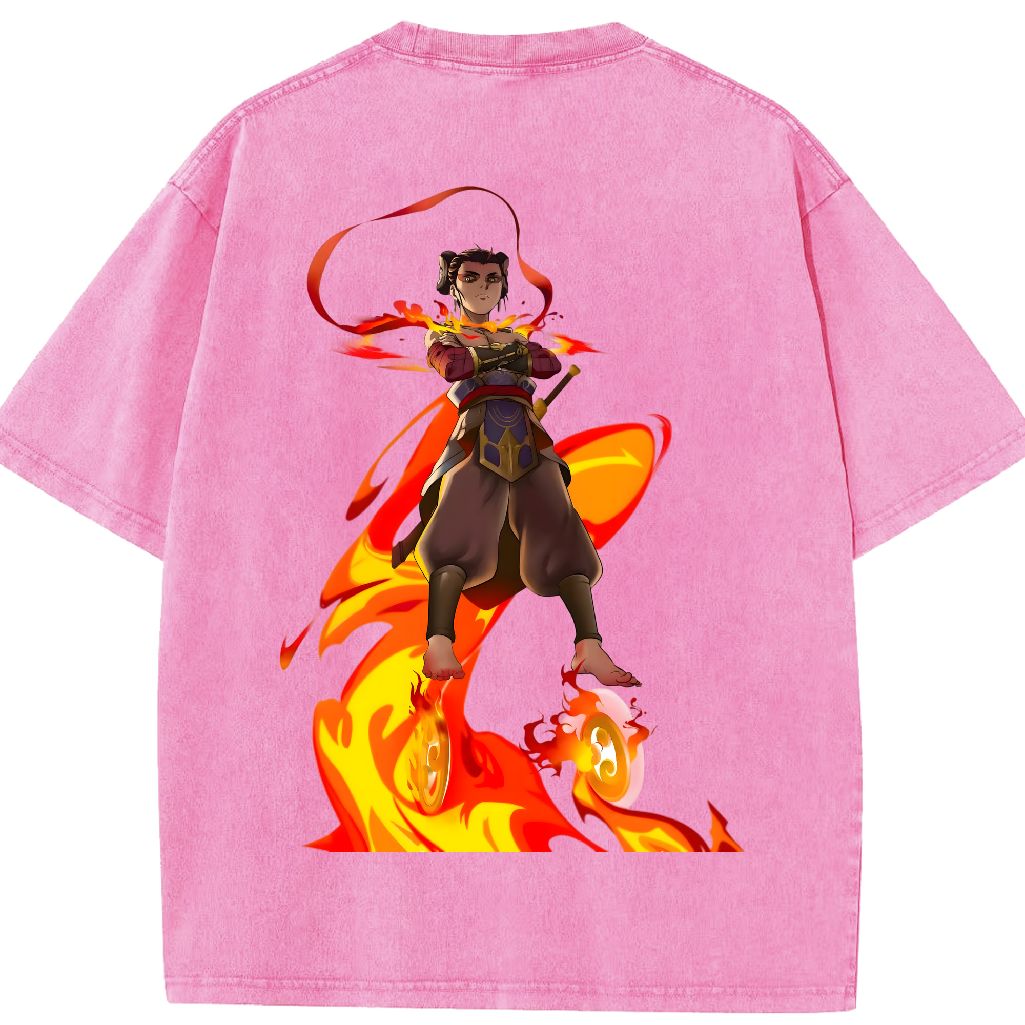 （画像用） Ne Zha 2 ナタ 魔童の大暴れ 綿100% ヴィンテージ風 半袖Tシャツ（背面プリント）